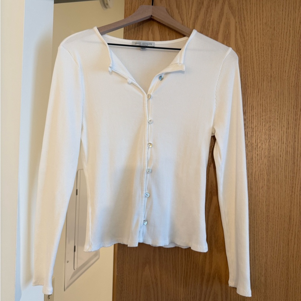 NWOT Green Envelope Cardigan Blouse Top